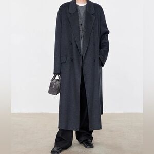 CHICJOC x COLOMBO Italian Cashmere Double-Faced Long Grey Coat - Size 38